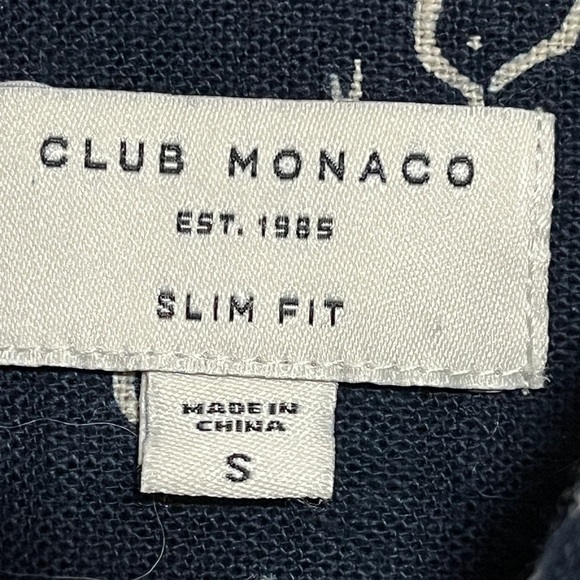 Club Monaco Navy Bird Print Slim Fit Shirt Size S - Picture 2 of 9